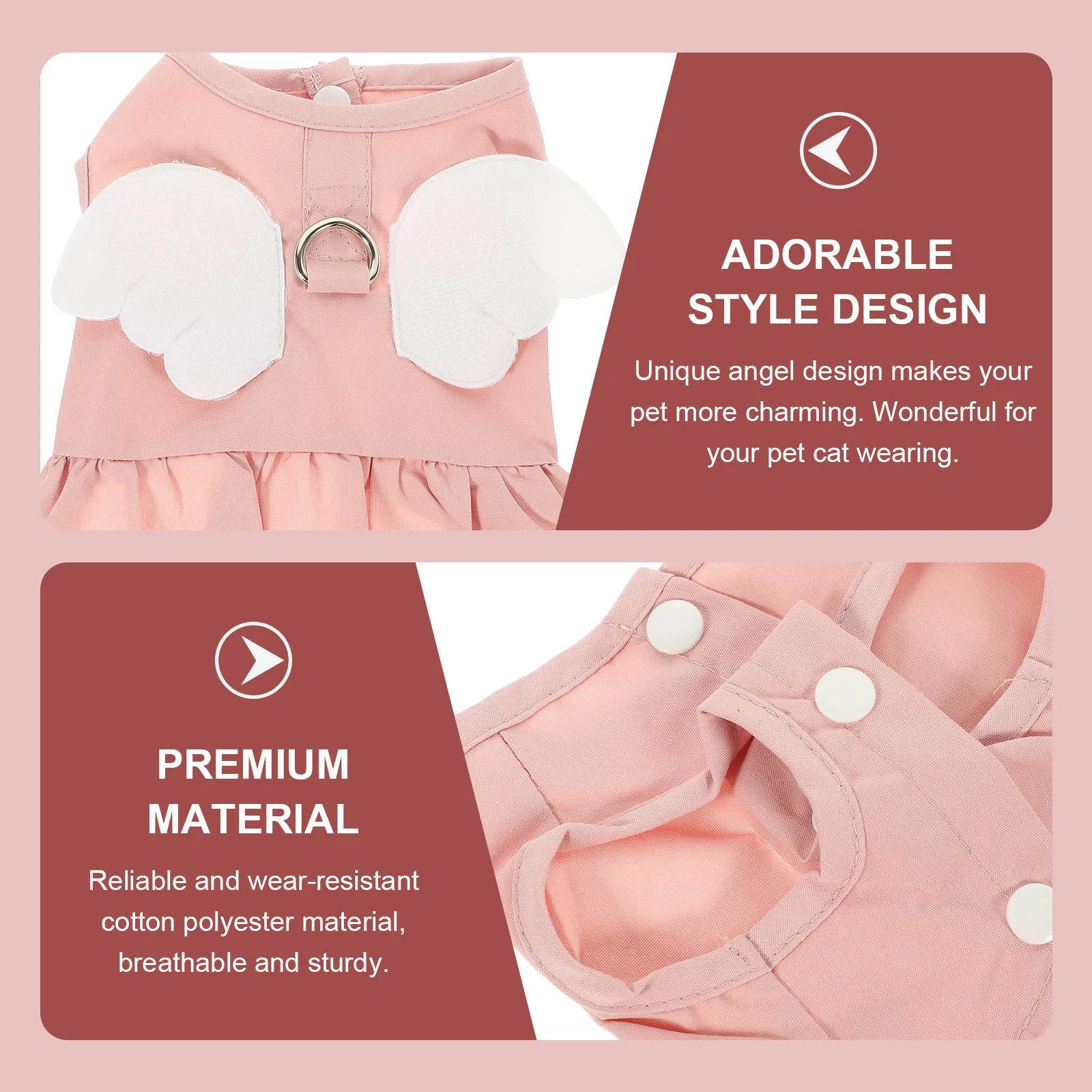 

Adorable Angel Design Pet Cat Dress Breathable Cotton Polyester Summer Costume for Small Dogs Girls Dog Dress Cat Accessories