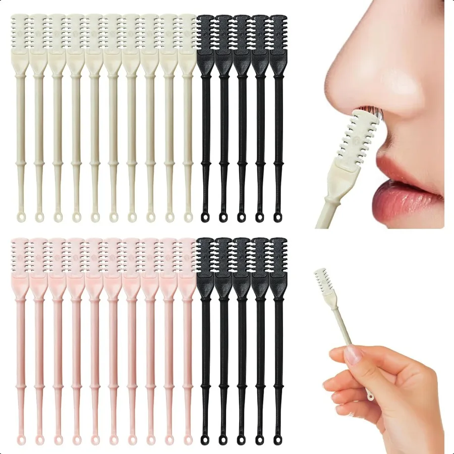 

G 30 Pcs l Hair Trimmer Nostril Hair Remover Tool 360 Rotating Nose Hair Cutter 2in1 Manual Nose Hair Trimmer with Ear Picker f