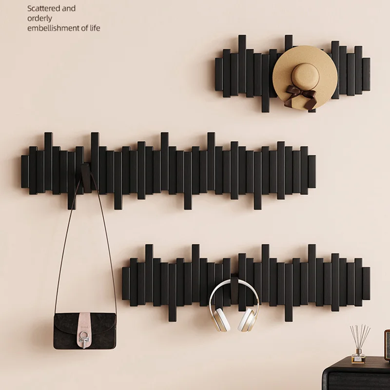 

Настенная вешалка для одежды из массива дерева в дизайне клавиш пианино, без сверления, для двери, спальни