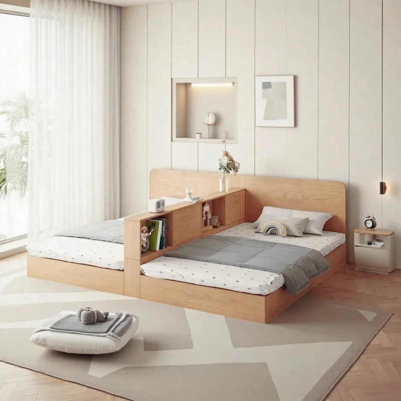 Tatami partition is simple, children's one room is transformed into two beds, storage solid wood bed