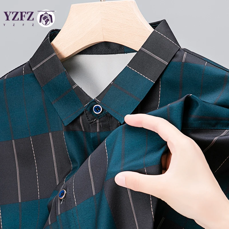 New Men's Casual Printed Long Sleeved Lapel Shirt for Spring and Autumn Fashion Comfortable Wrinkle Free Top Without Ironing