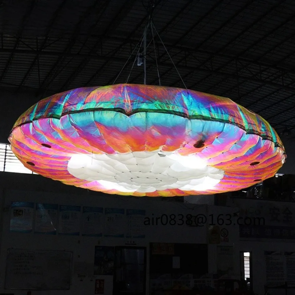 Giant LED  Inflatable UFO Balloon Shinny Inflatable UFO Spaceship Model Inflatable Flying Saucer for Halloween Decoration