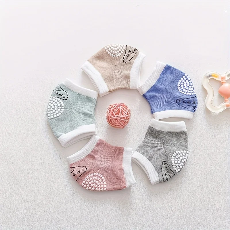 5 أزواج من وسادات الركبة، توزيع مضاد للانزلاق، جوارب للزحف والمشي، مجموعة وسادات للركبة بلون موحد