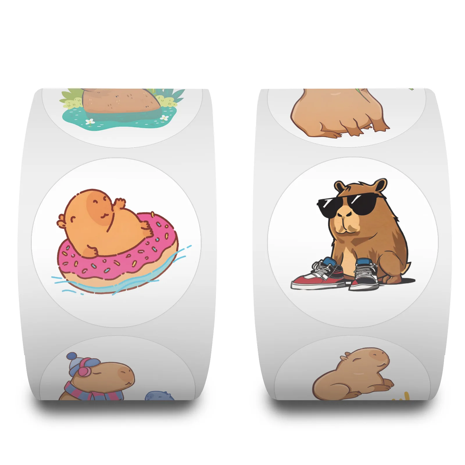 Cute Plump Capybara Cartoon Animais Adesivos, Scrapbook DIY, telefone, bagagem, etiqueta do selo de recompensa do carro, adesivo de parede, brinquedo do miúdo, marrom, 500pcs