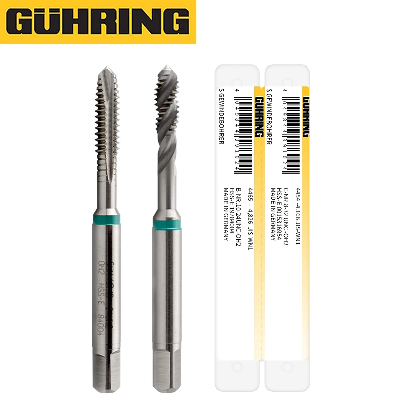 German Original GUHRING 1PCS JIS Standard 4454 Spiral Fluted Tap/4465 Spiral Pointed Tap UNC6-32 8-32 10-24 1/4 5/16 3/8