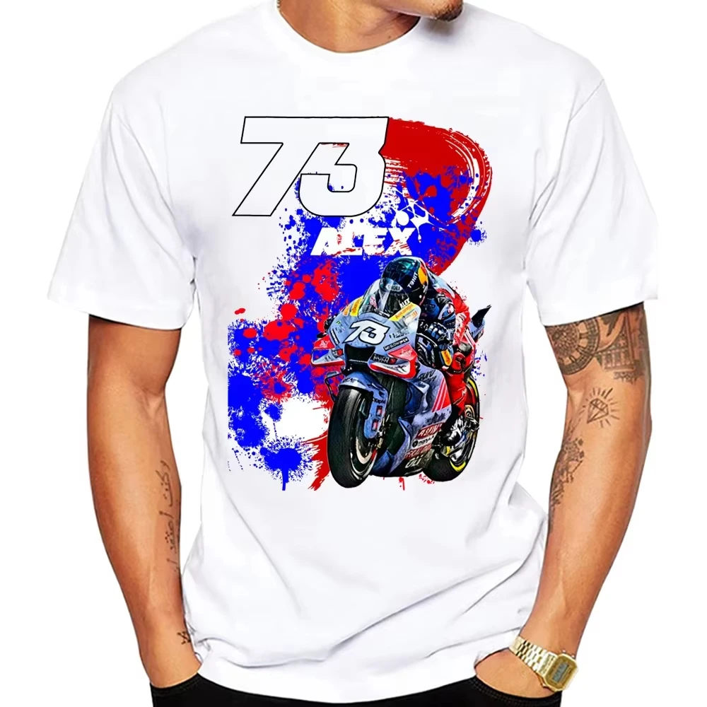 

2025 New Alex Marquez 73 GP 2025 Classic Riding T-Shirt Summer Men Short Sleeve Moto Sport Casual White Motorcycle Tee Moto