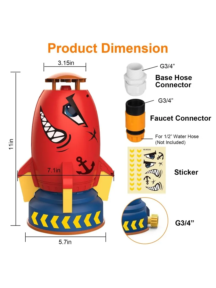 Rocket Sprinkler Outdoor Watersproeier Zomerwaterspeelgoed 360° °   Rotatie jongens meisjes geschikt voor tuin zwembad tuin gazon