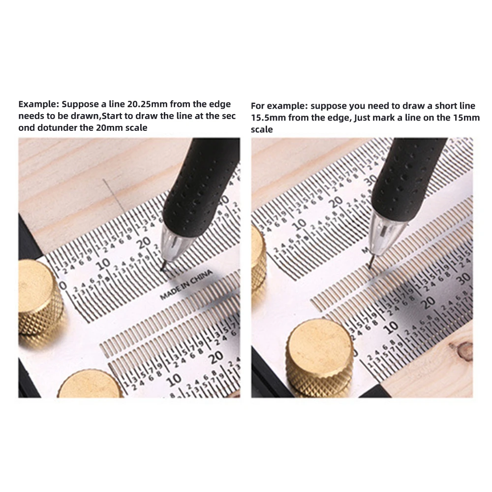 High-precision T Type Line Ruler Stainless Steel Woodworking Scriber Measuring Carpentry Marking Gauge Carpenter Measuring Tools