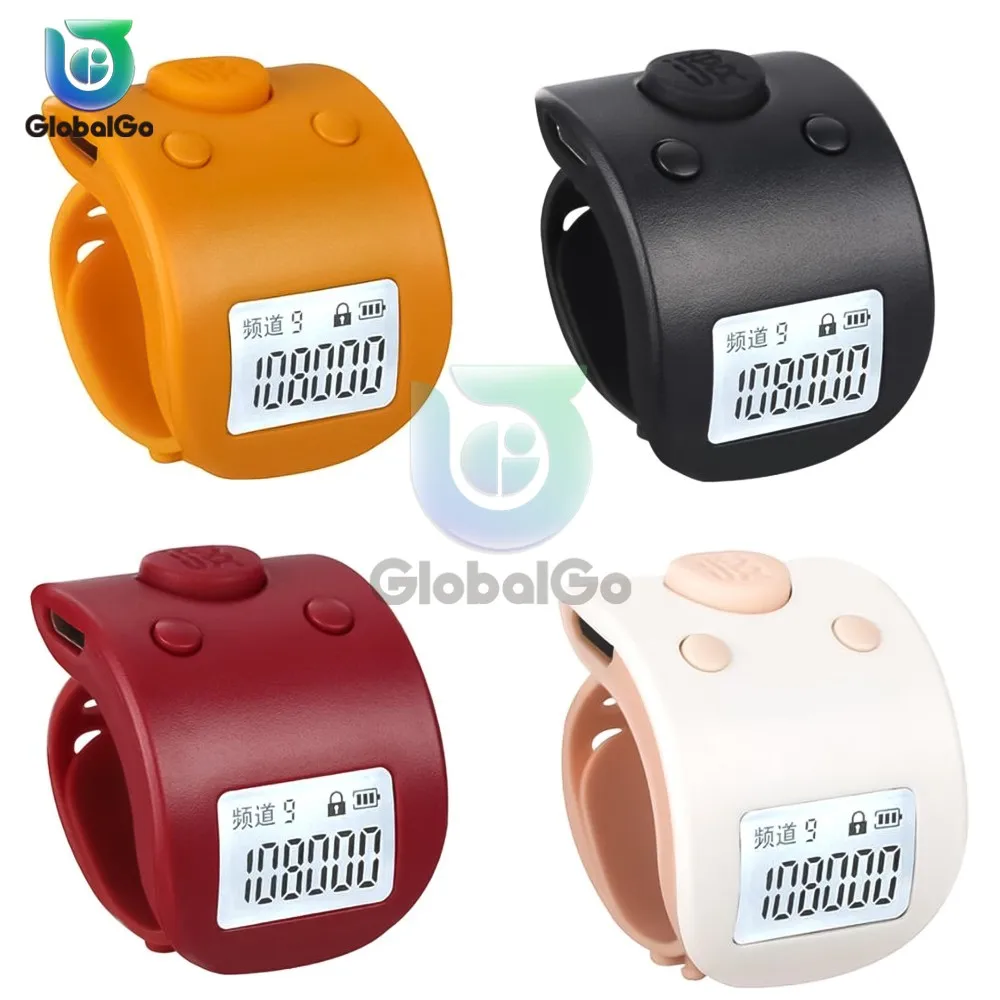 Rechargeable Digital Finger Ring LCD Electronic Hand Tally Counter 6 Channel Digit Buddha Beads Prayer Counter Clicker