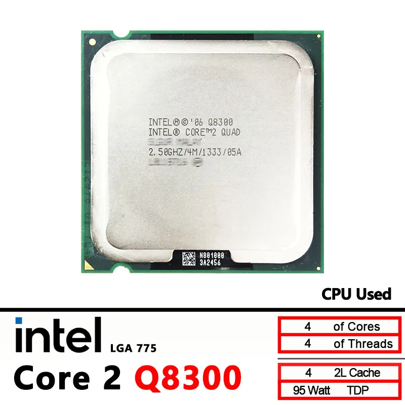 Intel Core 2 Quad Q8300 2.5 GHz Used Quad-Core Quad-Thread Q8300 CPU  4M 95W LGA 775