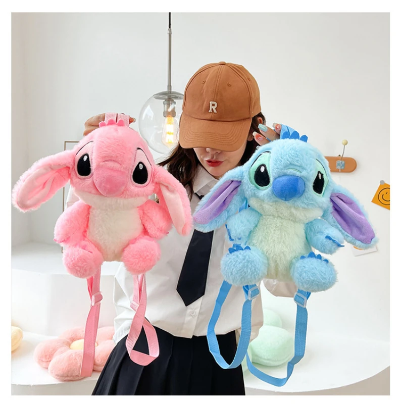 10pcs23cmGenuine Disney Stitch pluszowy plecak śliczne Anime rysunek wypchana lalka Kawaii Stitch zabawki dla dzieci przedszkole tornister