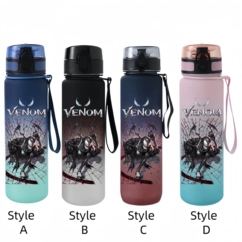 Venom 650ml Movie Characters Portable Water Cup Large Capacity Outdoor Sports Plastic Leak-proof Water Bottle Children\'s