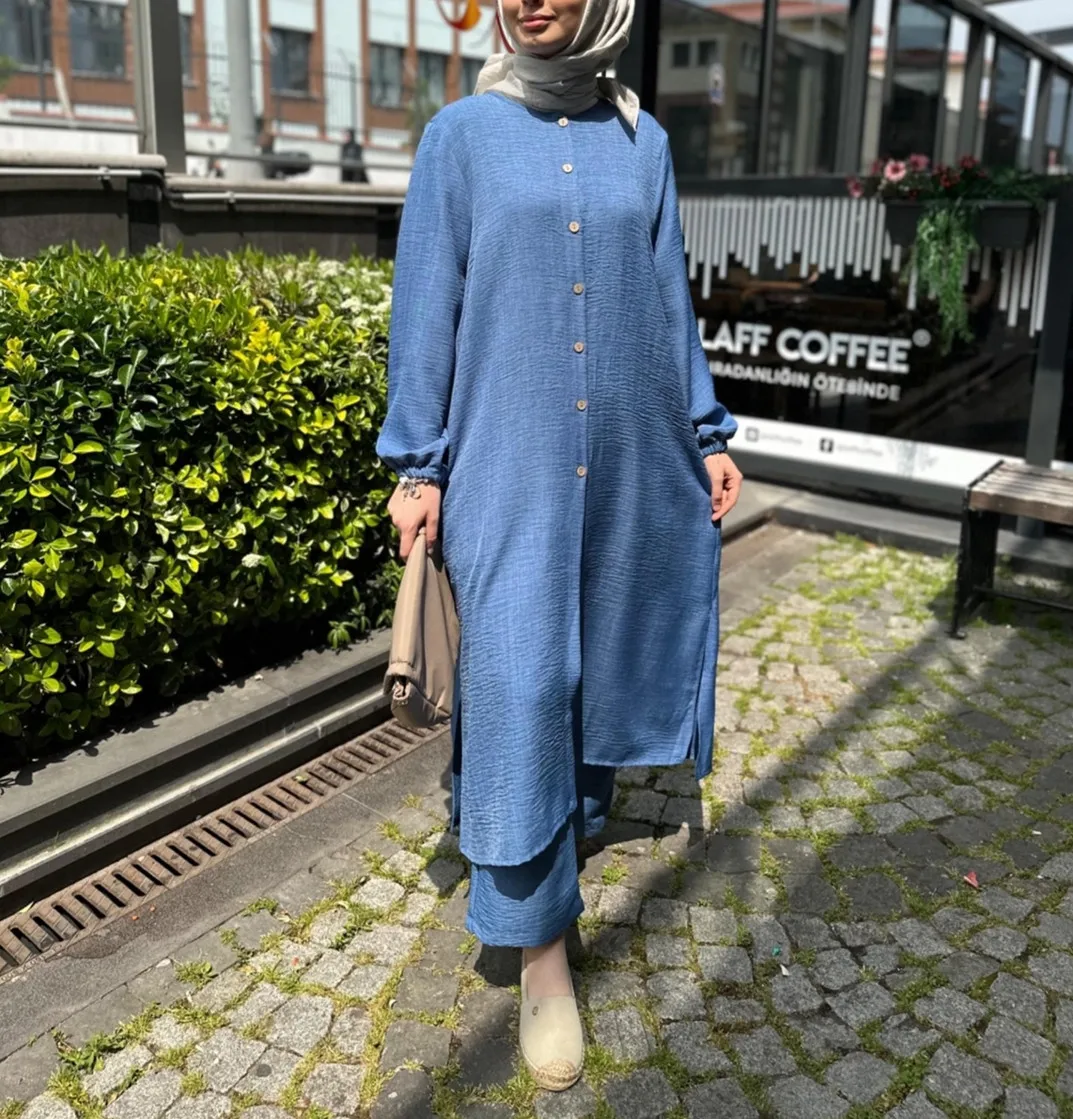 Muslim Dress Plus-size Autumn Loose Temperament Commuter Long 2-piece Set Casual Muslim Set Party Dresses for Women Abaya Caftan