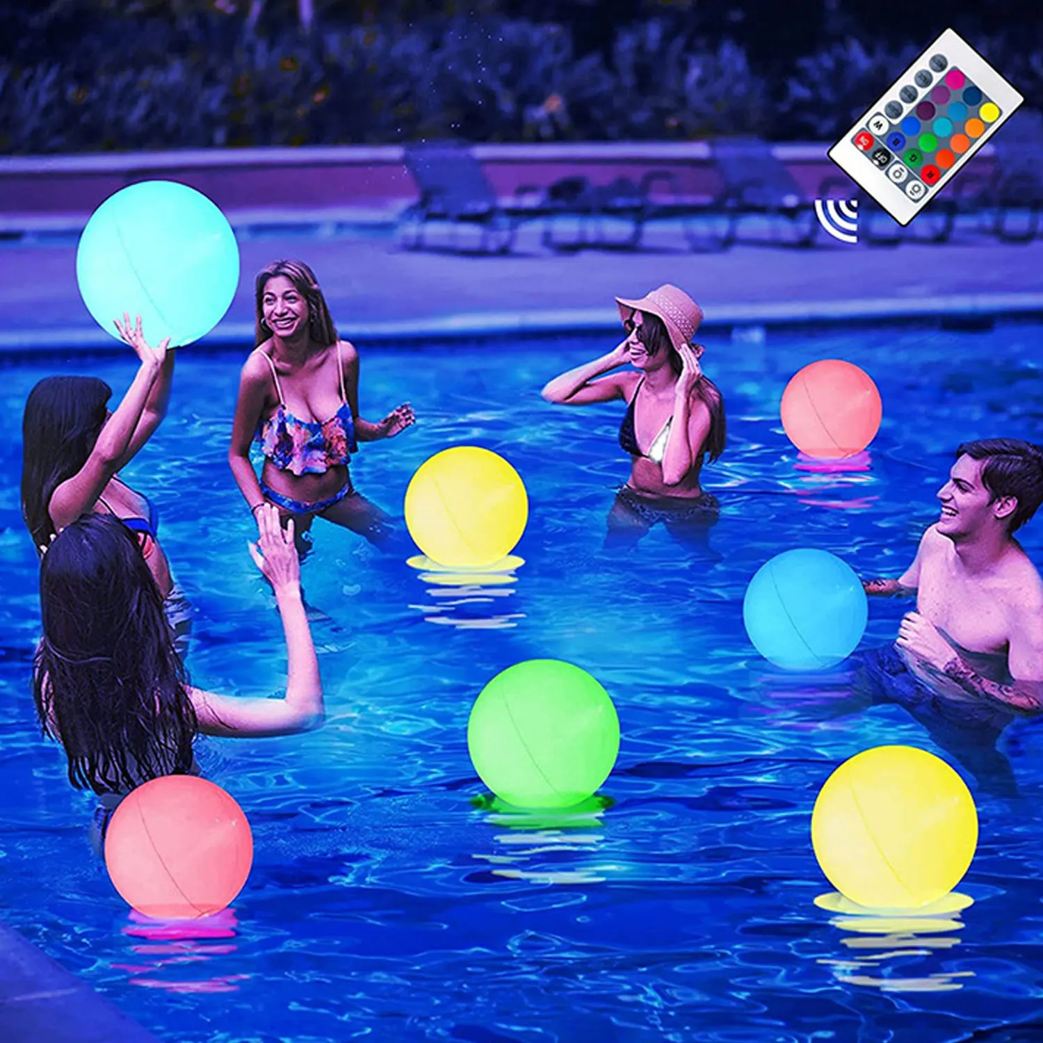 PVC Inflatable Luminous Ball LED Remote Control Flash Ball Outdoor Party 16 Color Changing Toys