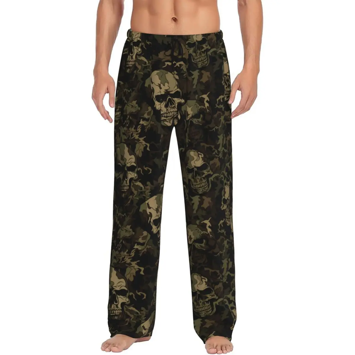 

Custom Camo Skull Camouflage Skeleton Pattern Pajama Pants Sleepwear Men's Elastic Waistband Sleep Lounge Bottoms with Pockets