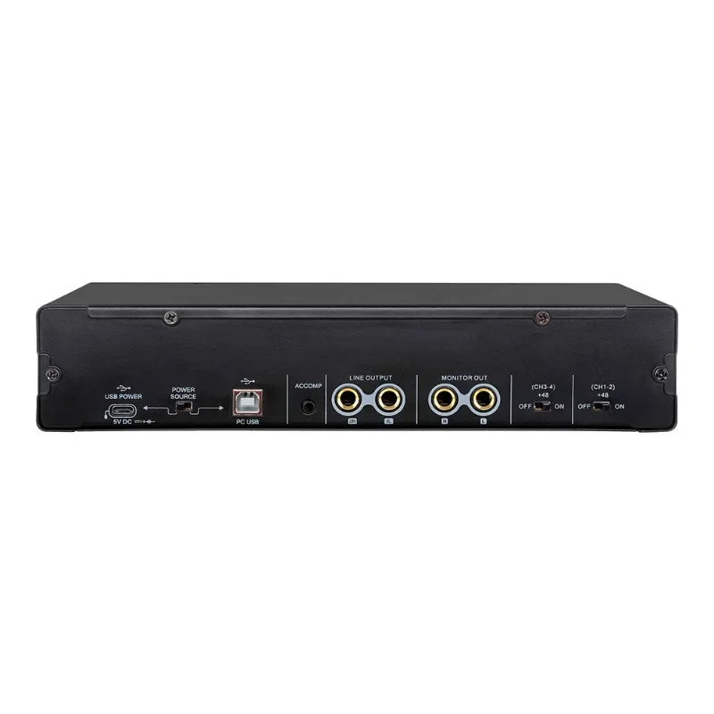 Four in and two out, drive-free microphone amplifier, pre-recording external sound card
