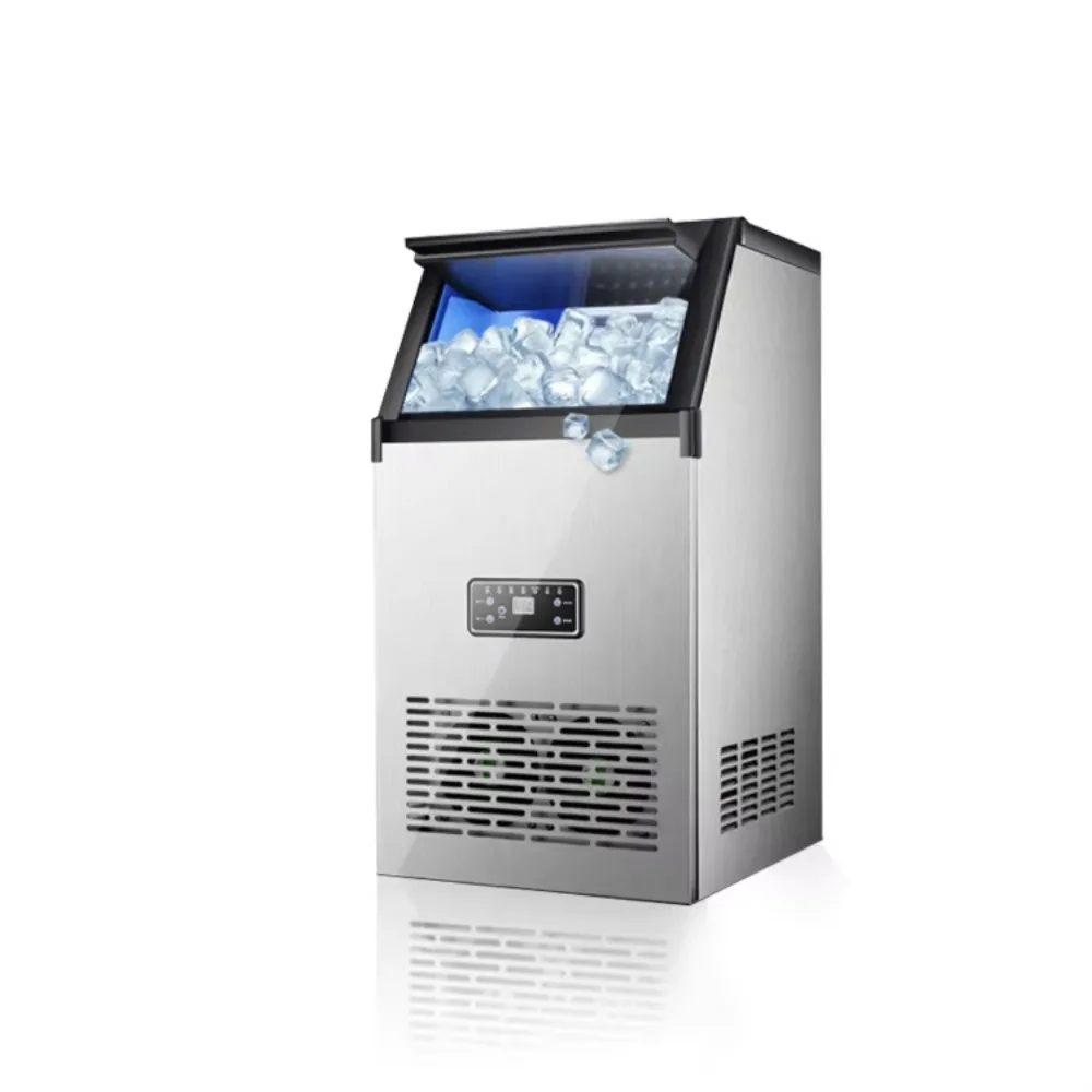 Commercial Ice Maker Machine for Restaurant Bar Hotel, Air-Cooled Countertop Cube Ice Maker with Stainless Steel Interior