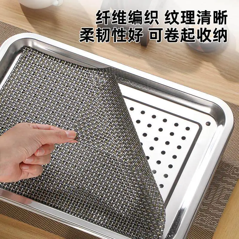 Stainless Steel Rectangular Water Drain Tea Tray Chaozhou Kung Fu Tea Sea Serving Plate Household Living Room Tea Table Tray