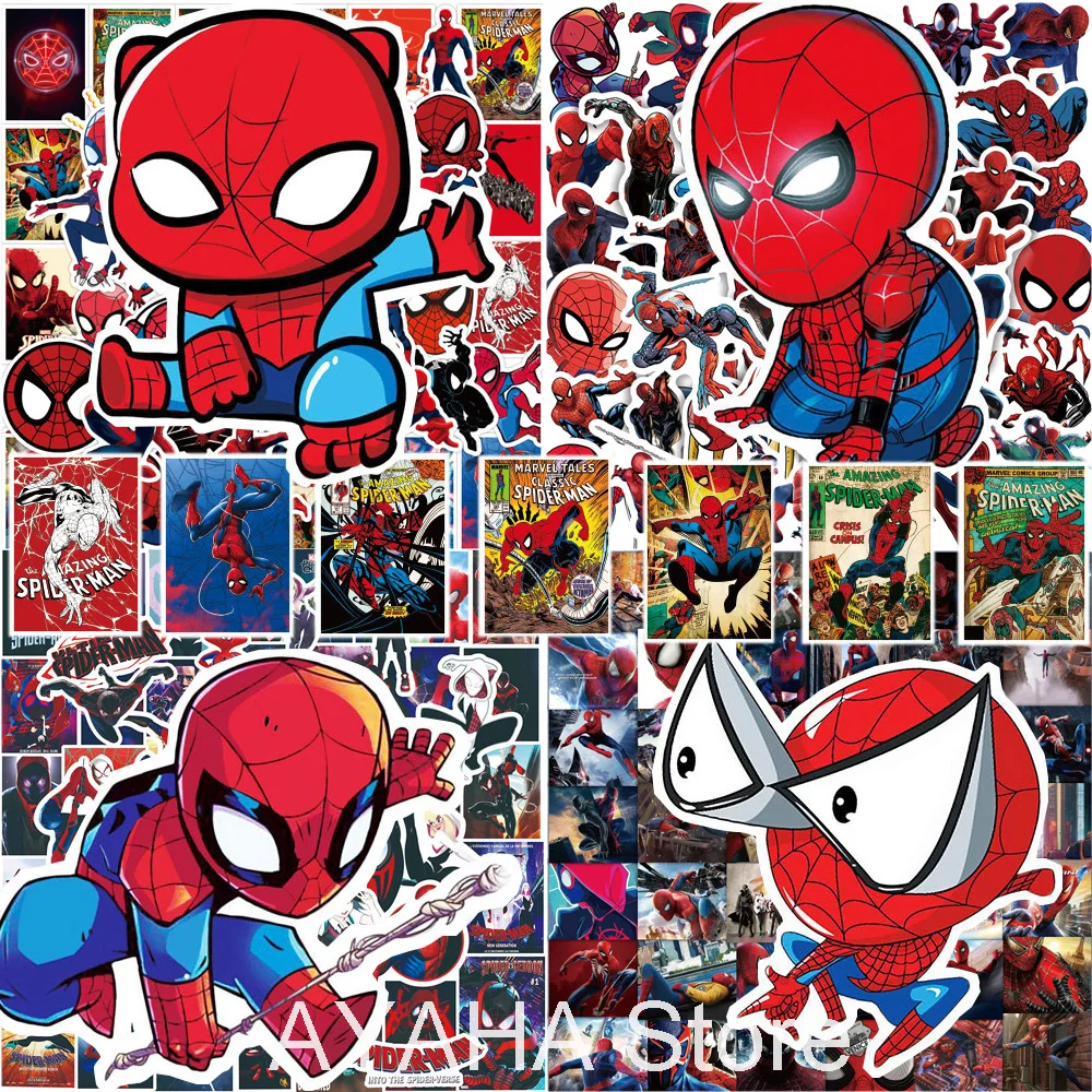 50pcs Disney Marvel The Avengers Spider Man Sticker DIY Laptop Luggage Skateboard Superhero Graffiti Decal Cool Sticker for Kids