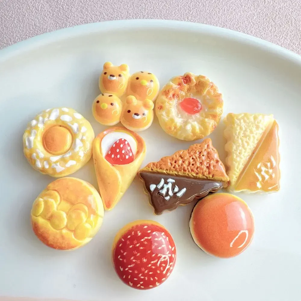 Fake Food Biscuit Resin Flatback Cabochons, DIY Craft for Shoes Decoration, Cute Miniature Pendant, Scrapbooking Supplies