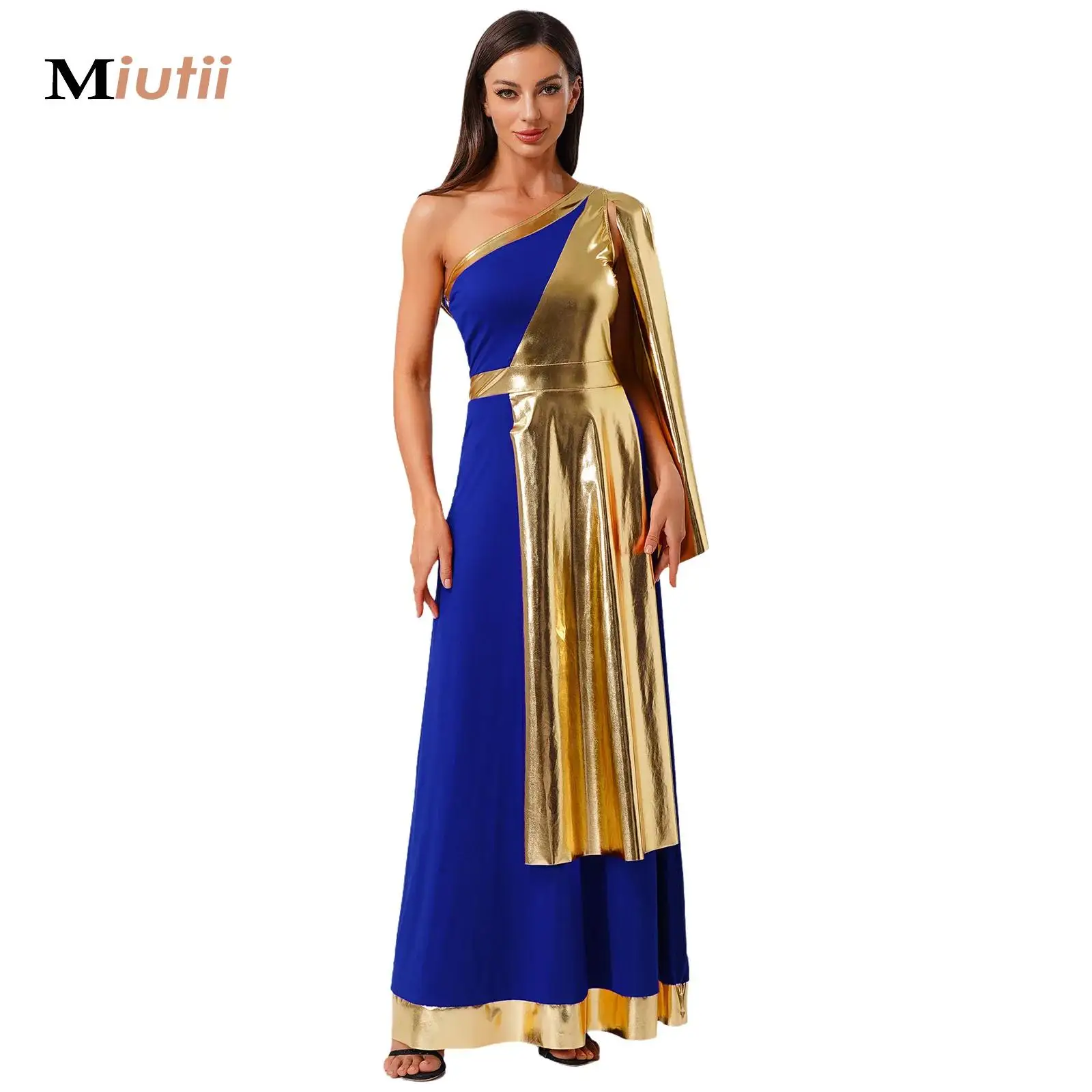 

Ancient Greek Toga Senator Caesar Costume Womens Athenian Princess Roman Empress Long Dress Robe for Halloween Cosplay Party