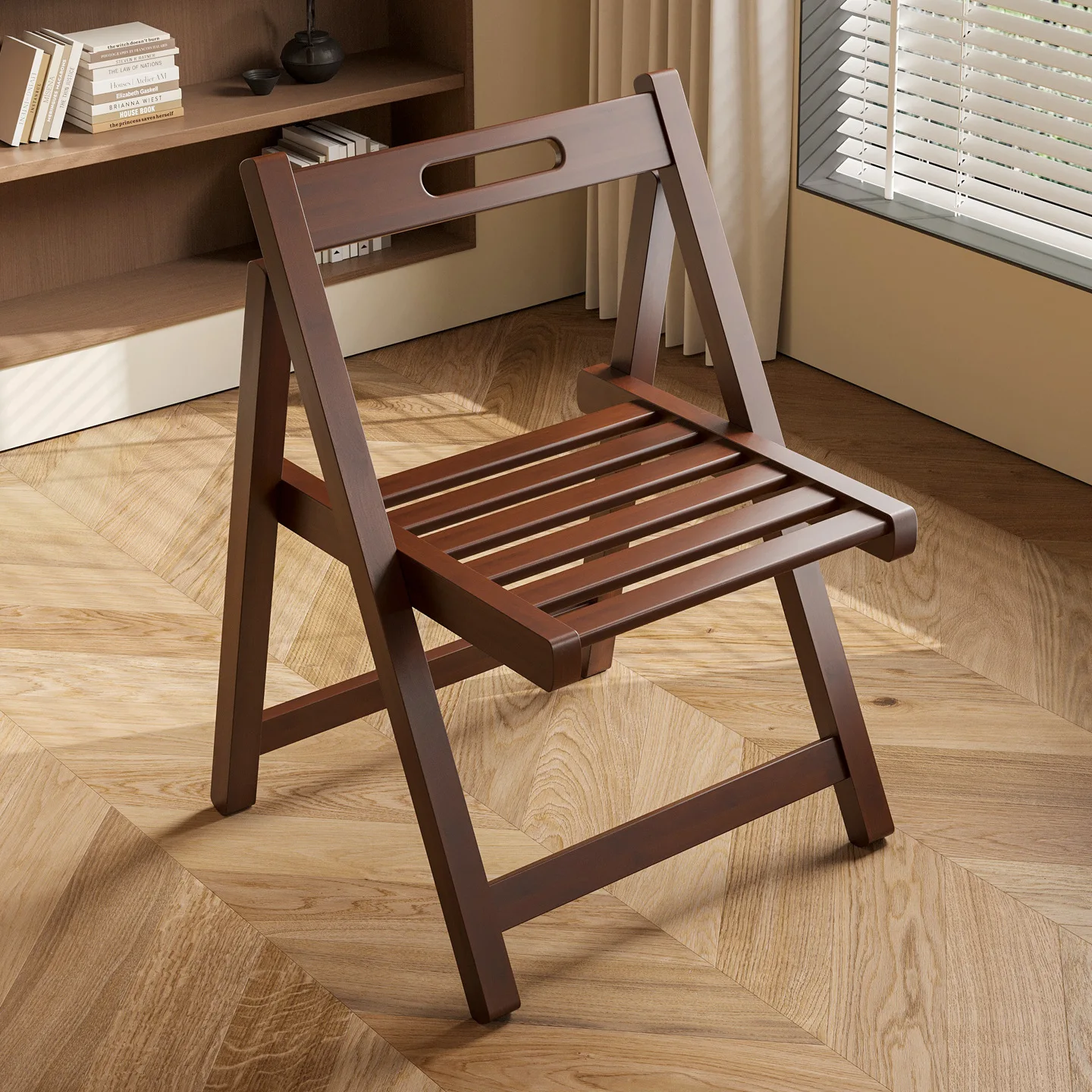 

#Household Modern Minimalist Foldable Solid Wood Dining Chair Simple Leisure Office Balcony Multi-Functional Design Convenient