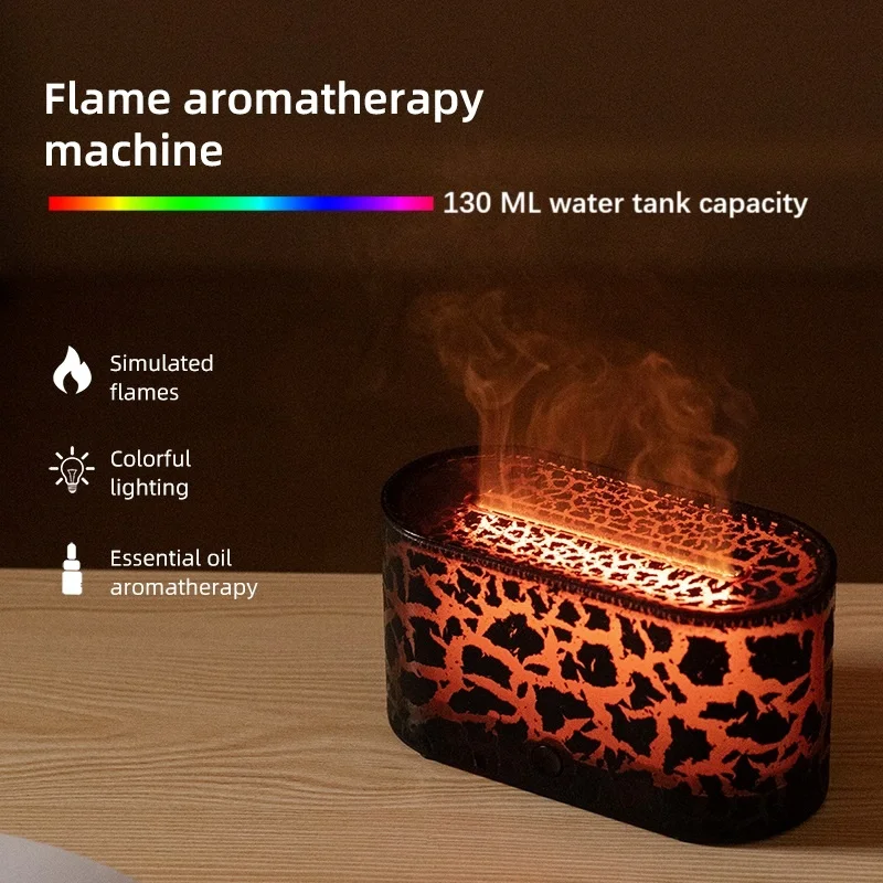 

130 мл USB 3D машина для ароматерапии с пламенем, увлажнитель воздуха с имитацией пламени, красочный аромадиффузор с пламенем для подарков в гостиную