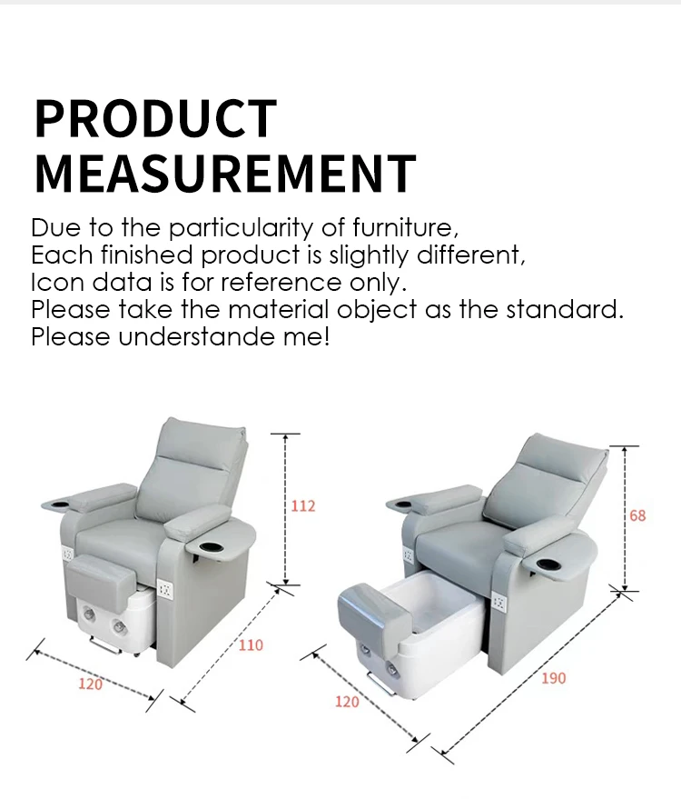 Luxury Modern  Pedicure Chair for Nail Salons Adjustable Spa Footrest Massage Features for Eyelash Living Room
