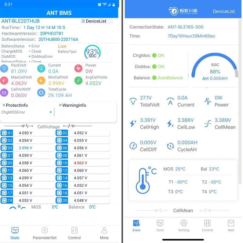 Ant BMS 8-20S Bluetooth Smart BMS with Balance Li-Ion LiFePo4 LTO Ebike Protection Board 18650 Battery 8S 16S 20S 500A 400A