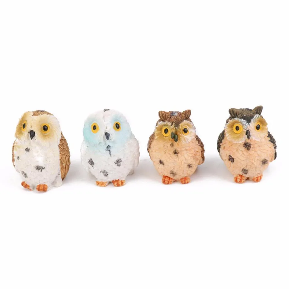 1/2pcs Owls Animal Figurines Resin Miniatures Figurine Craft Bonsai Pots Home Fairy Garden Ornament Decoration Terrarium Decor