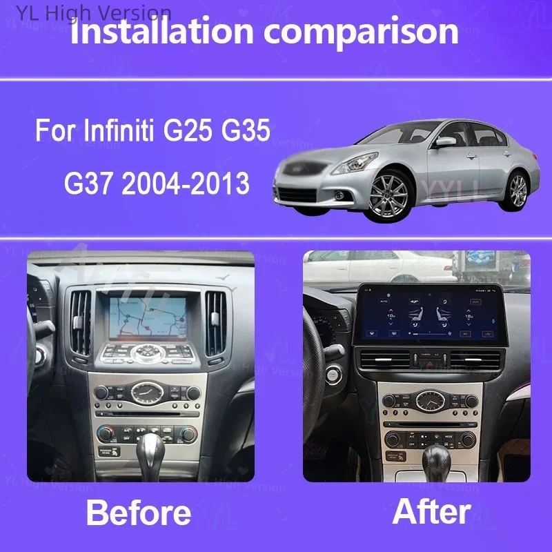 12.3 Inch CarPlay For Infiniti G25 G35 G37 2004-2013 Android14 Octa Core Car Radio Multimedia Player Stereo Receiver 4G WIFI GPS