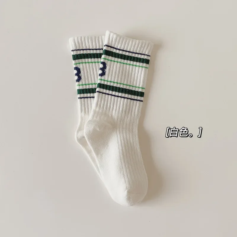 Korean Fashion Simplicity Calf Socks for Boys Four Season Cotton Letter B Sports Socks