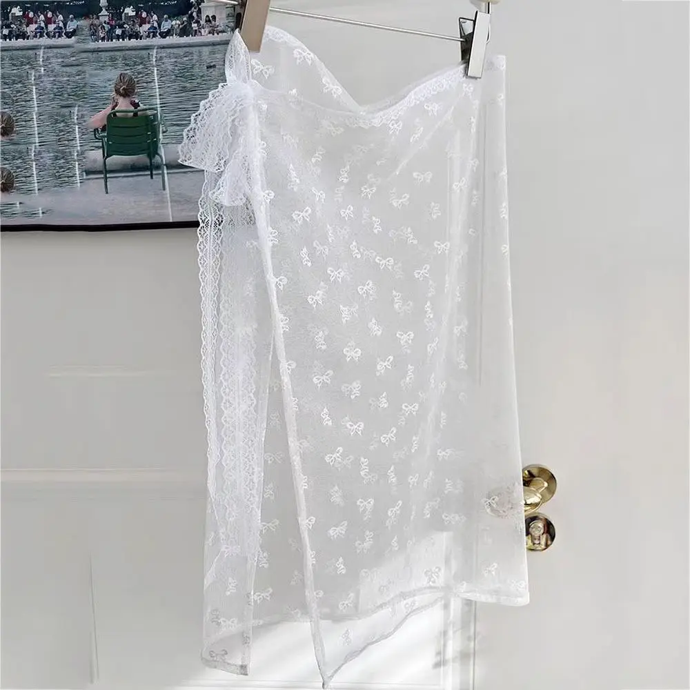 

Fashion Y2k Lace Layered Gauze Skirt With Tie Up Open Skirt Spicy Girl Stacked Skirt Matching Pants Skirt With Tie Up Girl
