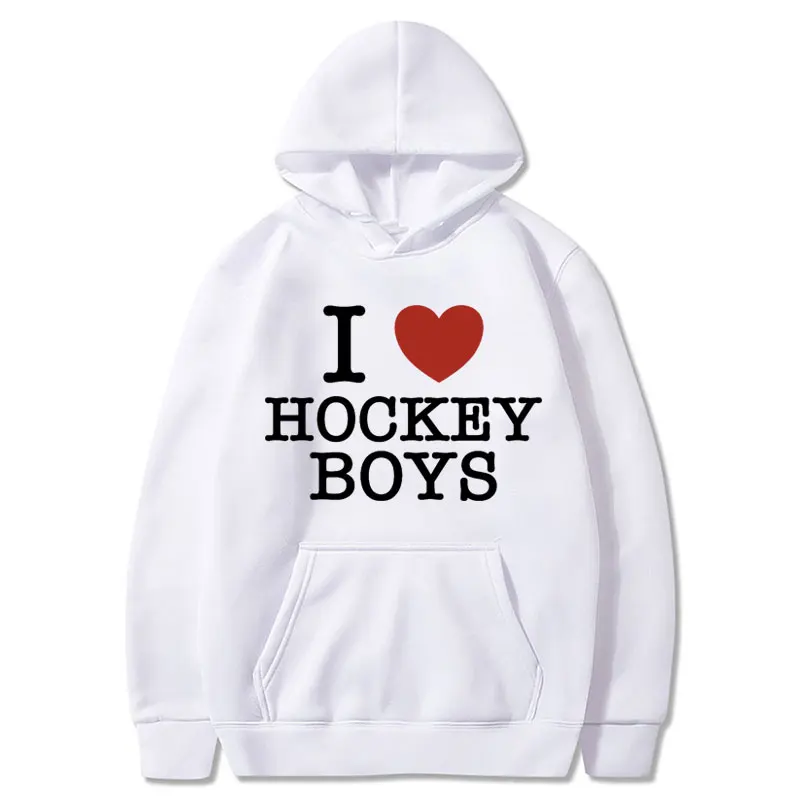 Sweat à capuche I Love Hockey Boys pour hommes et femmes, pulls chimressés, sweat à capuche décontracté Hip Hop Smile, streetwear graphique drôle