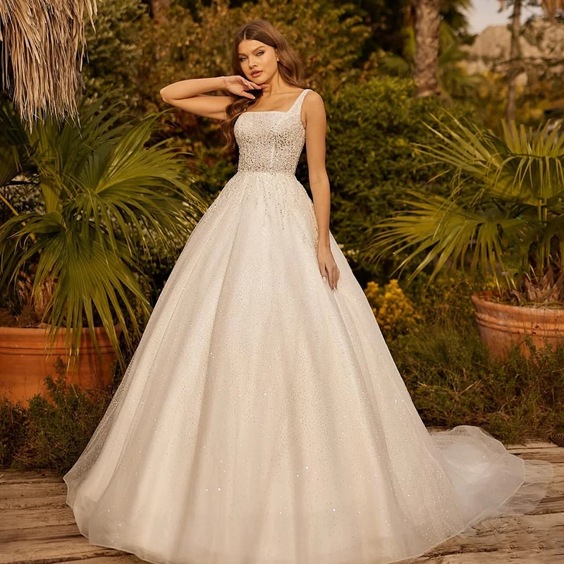 High Quality Wedding Dress Embroidered Lace With Ruffled Organza Ball Gown Full Sleeve O-Neck Bride Customized Robe De Mariee