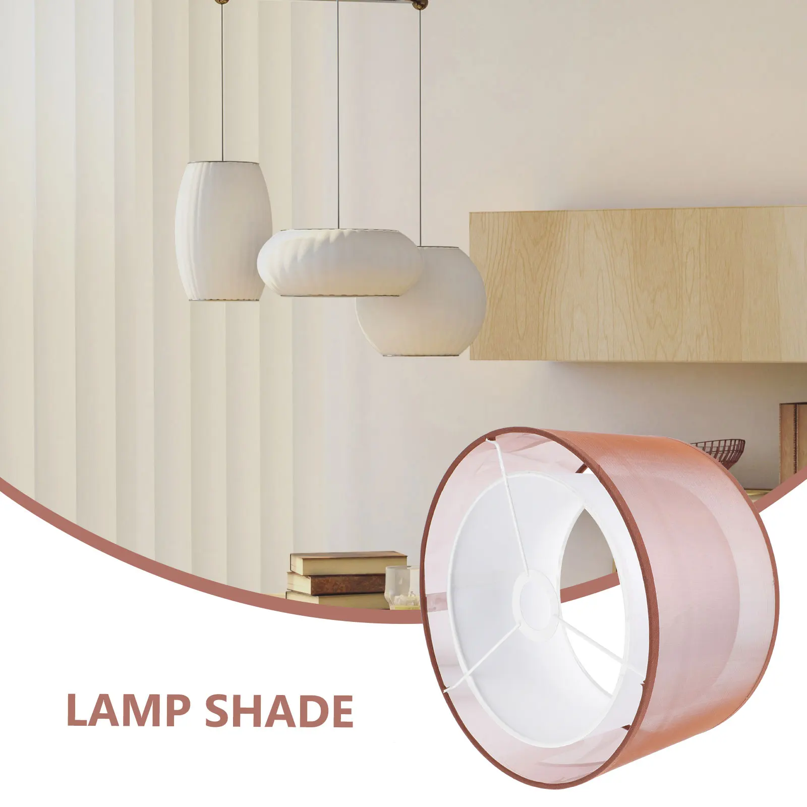 

Brown Lampshade Double Layers Cloth Cover Metal Coffee Light Accessory Vintage Home Bedroom Stylish Modern Dustproof Easy