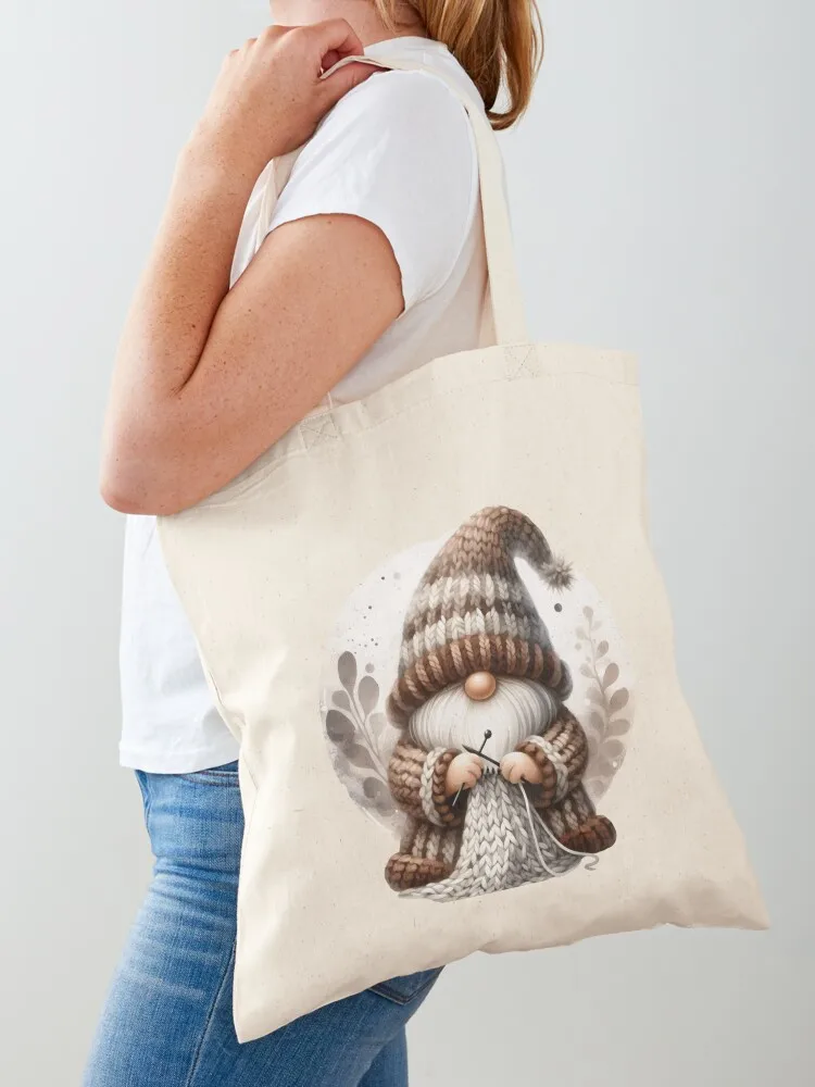 

Сумка-тоут с вязаным гномом, экологичная упаковка, портативная сумка для покупок, женская сумка для покупок, женские сумки