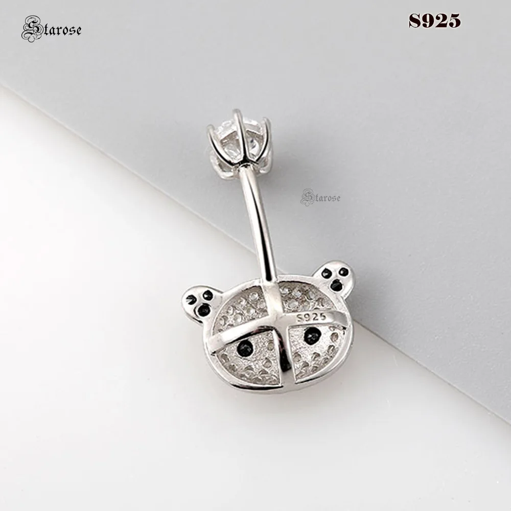 1.6x6/8/10mm Luxury Panda 925 Sterling Silver Navel Bar Belly Piercing Jewelry Women Belly Button Rings Navel Piercing Ombligo