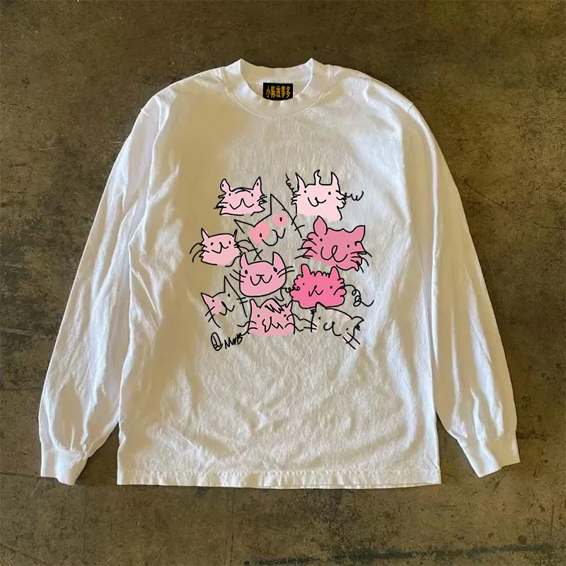 純綿長袖tシャツ-30g-ヘビーウェイト-アメリカンレトロ-オーバーサイズ-ストリートウェア-多用途-ファッション-秋コレクション