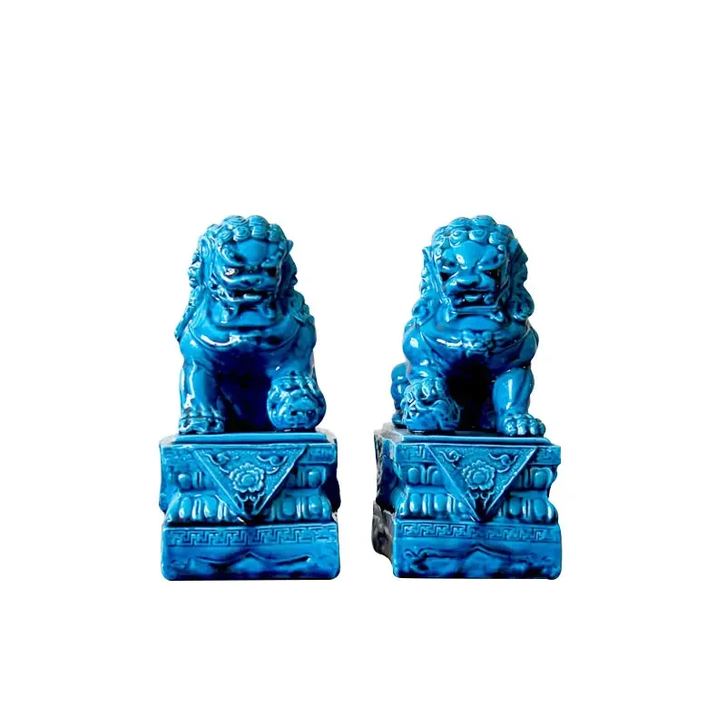 

Pair of Foo Dogs Fu Dogs Buddha Dogs Chinese Guardian Lions Ceramic Sculpture Home Decoration Protective Feng Shui