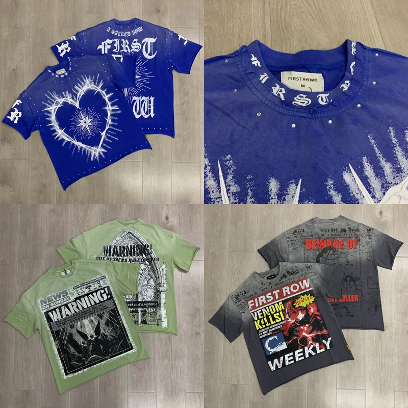 High-quality One Day Shipped Out FIRST ROW T-shirts Fashion Men Women American Streetwear Round Neck Short Sleeeve Tops