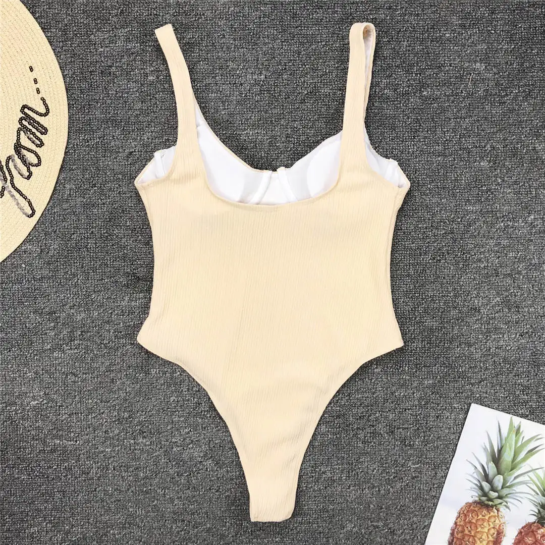 S - XL Neuer, sexy, hoch geschnittener Damen-Badeanzug mit Bügel, gerippt, einteilig, Badebekleidung für Damen, Badeanzug, Damen-Bodysuit V1607 – Detail 20