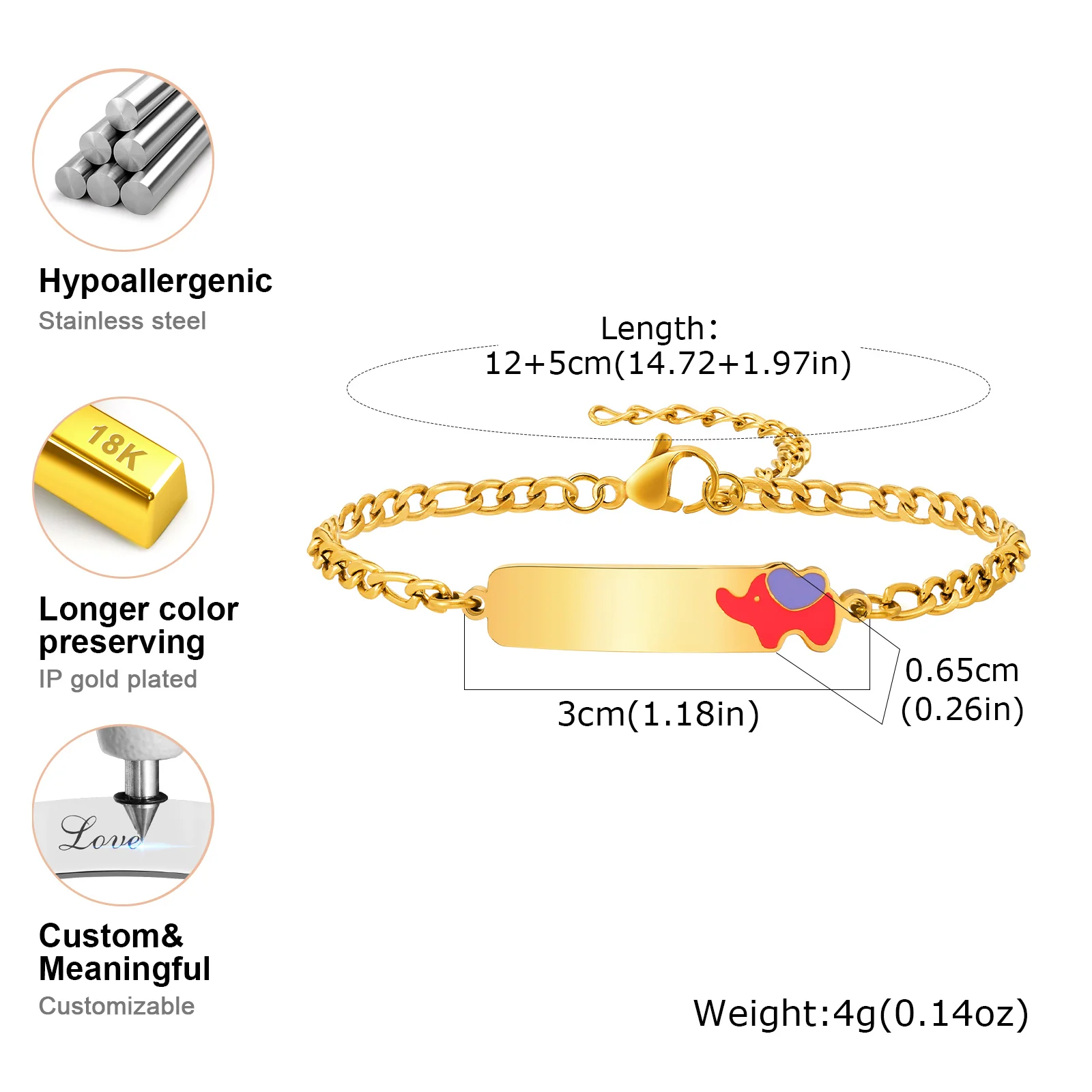 Gravieren Sie ein individuelles Namens-ID-Armband für Kinder, hypoallergenes personalisiertes Armband aus Edelstahl für Mädchen und Jungen als Geschenk – Detail 9