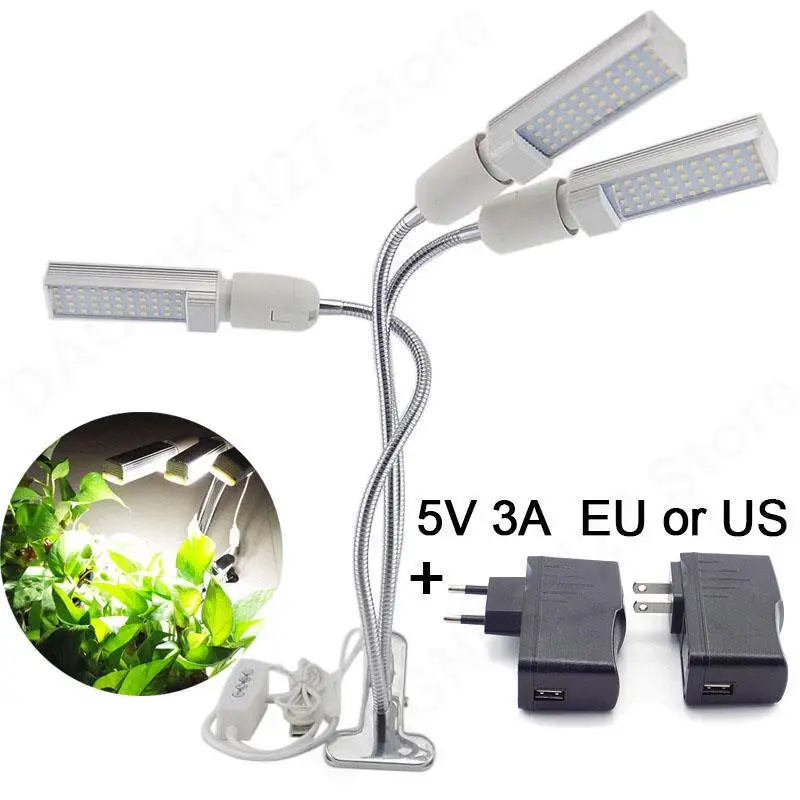 

5V USB Timing 44 LED Plant Grow Light Full Spectrum Bulb Phyto Lamp Growing Growth Sunlight for Flower Growbox Tent V27