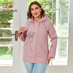 HaiLuoZi-Manteau à Capuche pour Femme, Coupe-vent de Haute Qualité, Décontracté, avec Fermeture Éclair Inclinée, Grande Taille, Nouvelle Collection 2023, 731