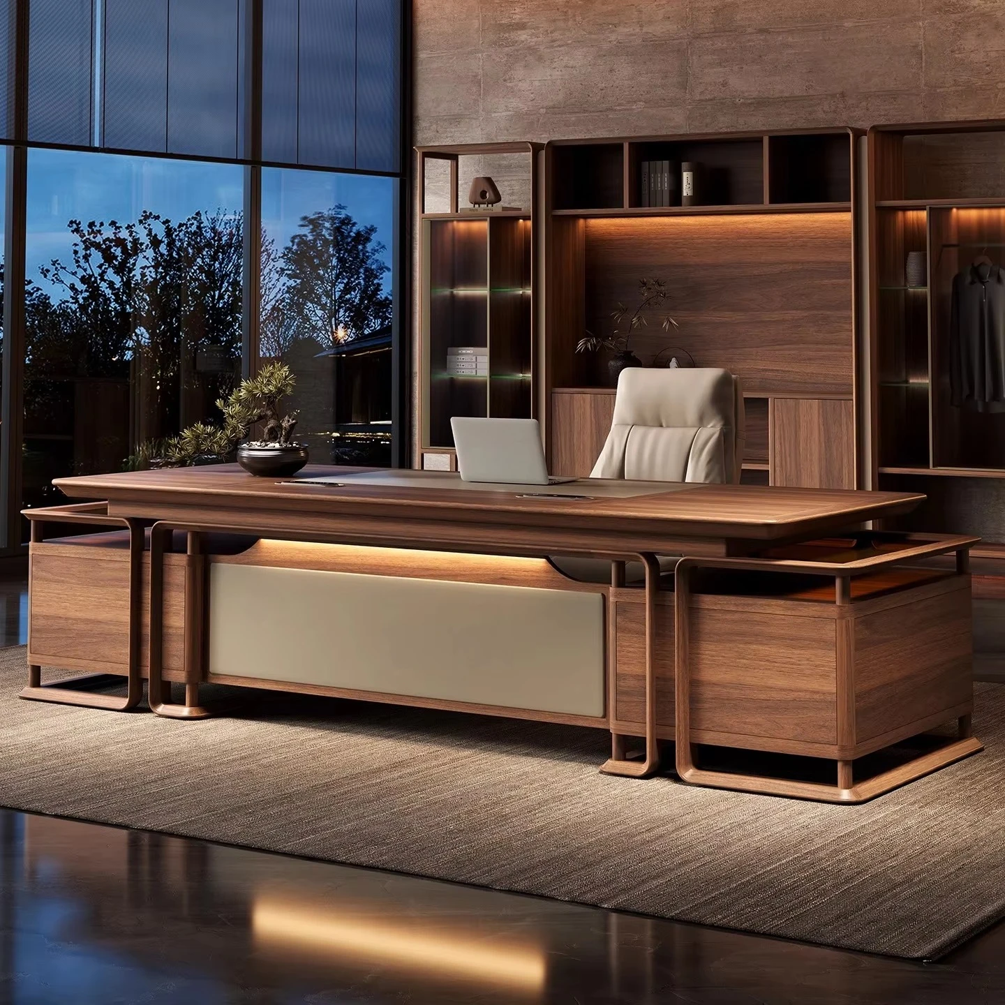 Custom Large Luxury Modern Executive Desk Wood Metal Panel for Boss/CEO for Home or Office Building Luxury Office Furniture