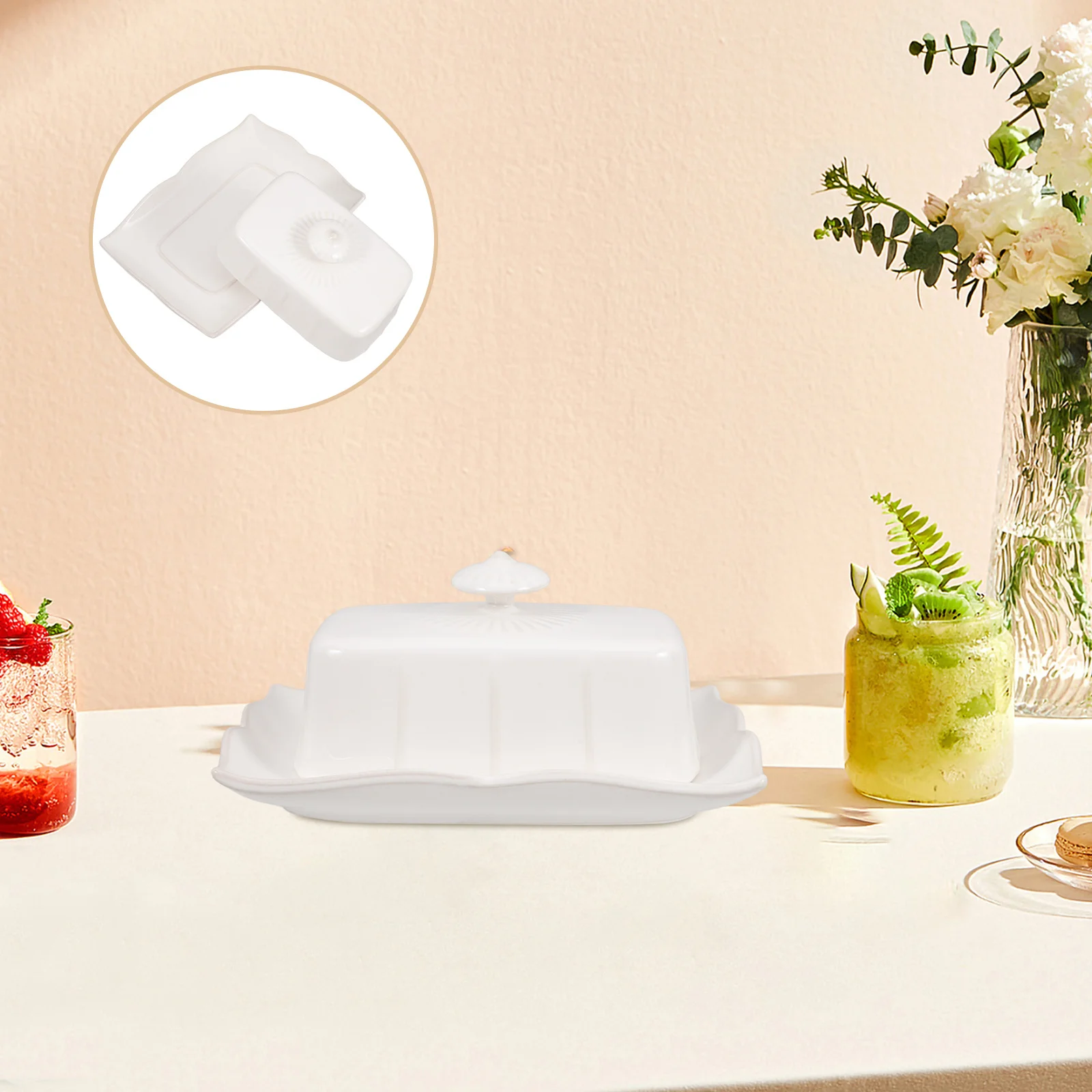 طبق زبدة السيراميك خمر نمط كونترتوب حارس صندوق جيد الختم قابلة لإعادة الاستخدام آمنة مناسبة حجم حاوية الزبدة #1