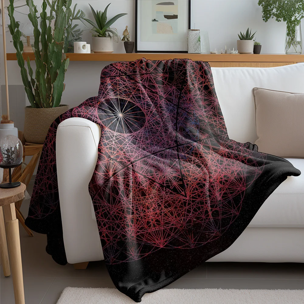 Geometric Hexagon Starry Night Blanket Mandala Throw Blanket Space Pattern Gift for Women Men Kids