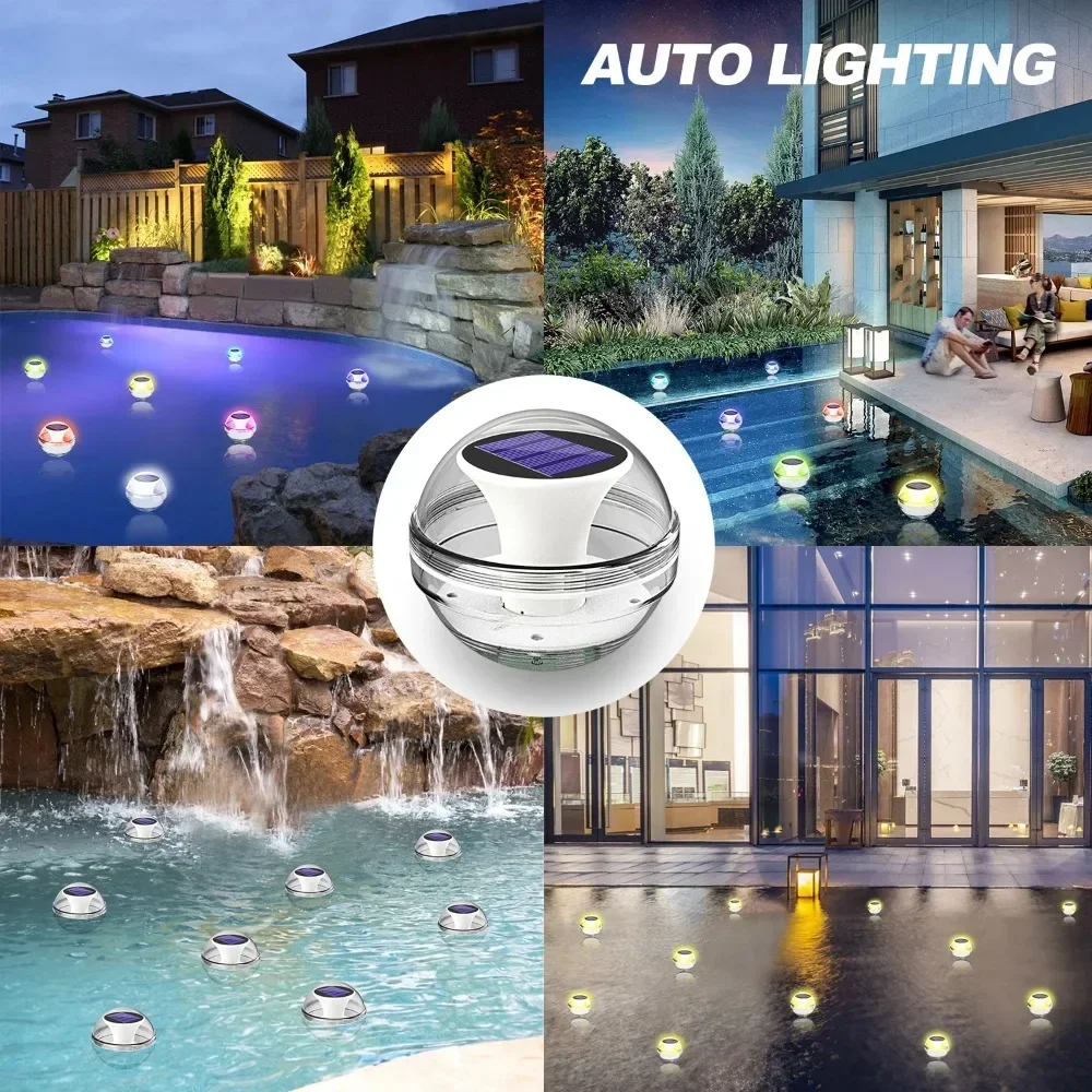 Floating Pool Lights Solar Pool Lights RGB Color Changing IP65 Waterproof LED Night Light for Swimming Pool Hot Tub Pond Decor