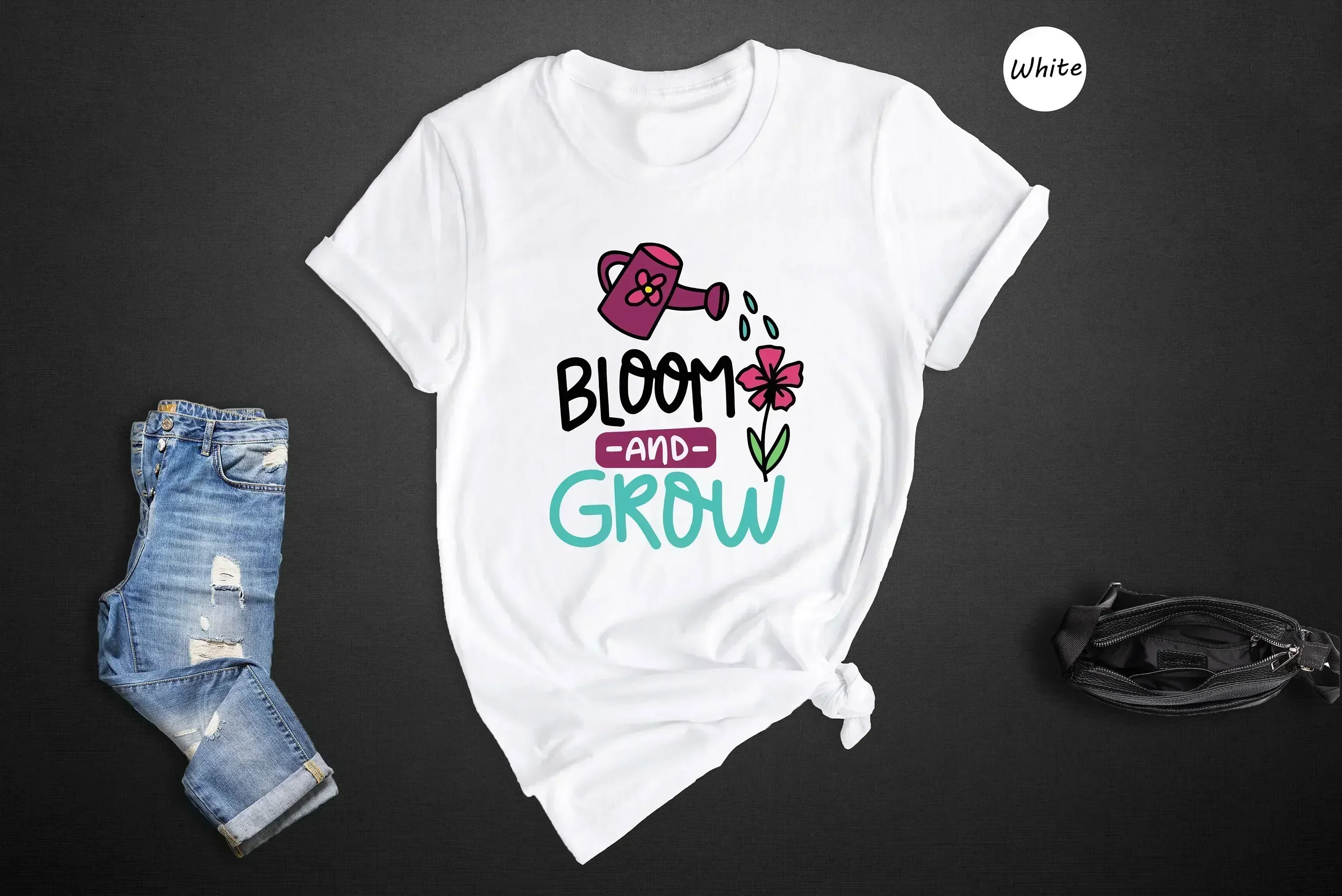 Bloom And Grow T Shirt Women Spring For Her Hippie Botanical Inspirational Motivational Positive